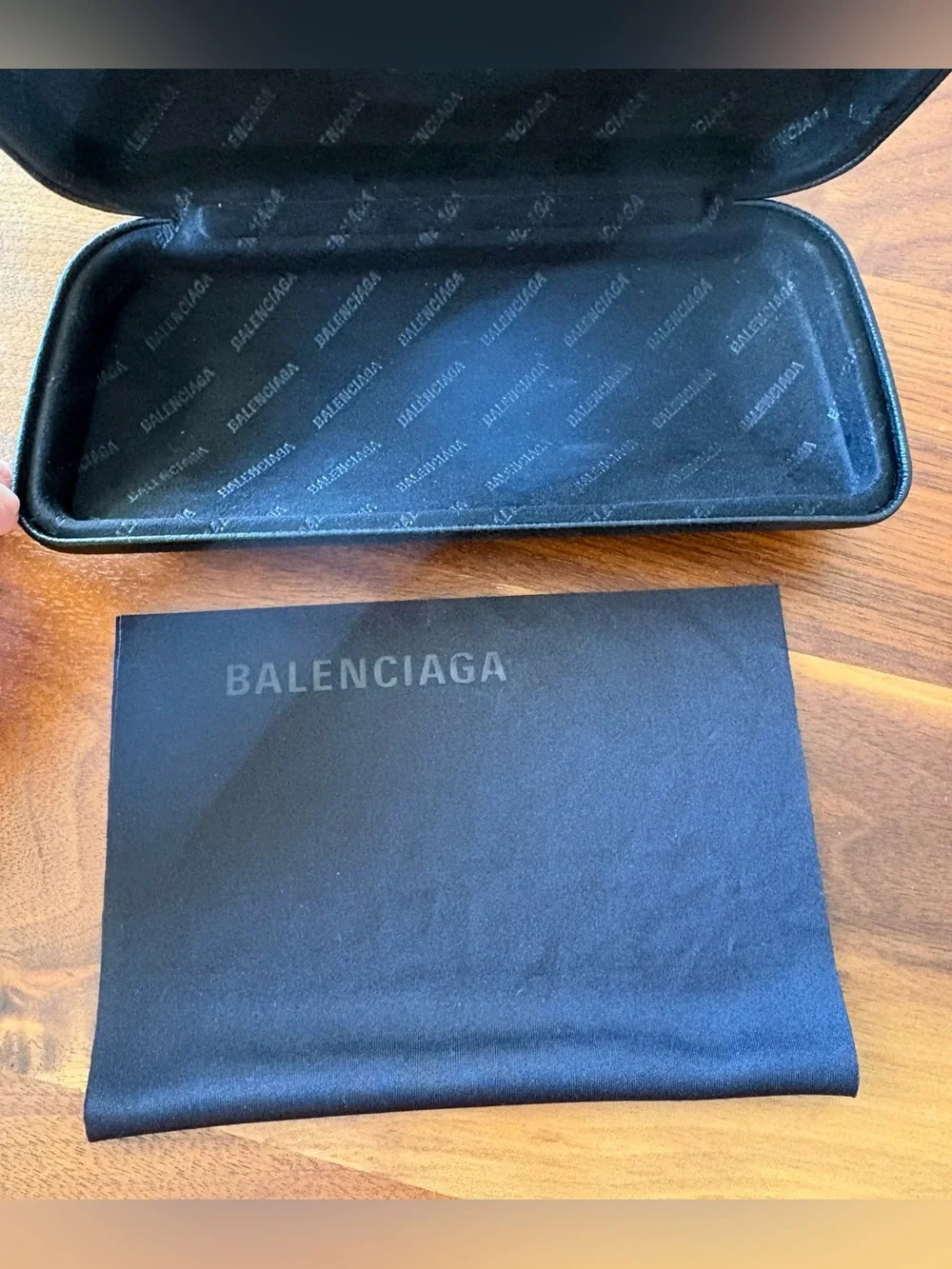 Authentic Balenciaga Sunglasses Case & Logo Cleaning Cloth | Hard Eyeglass Case